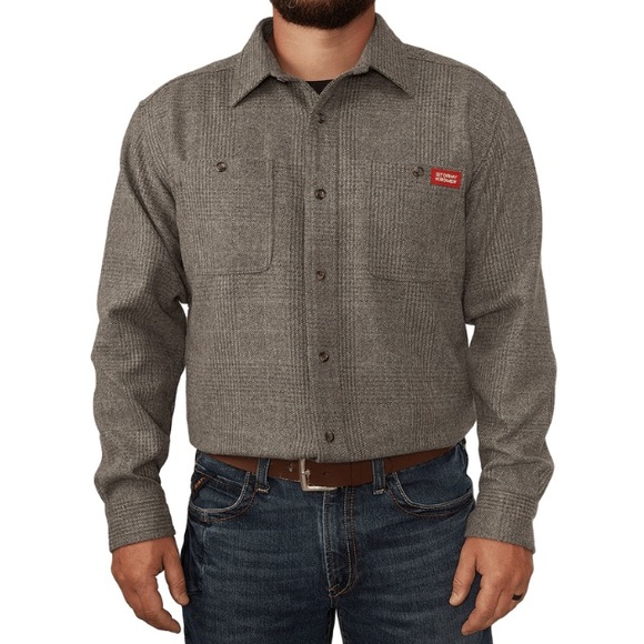 Stormy Kromer Men's Wool Classic Gray Button Down Shirt - Picture 2 of 4
